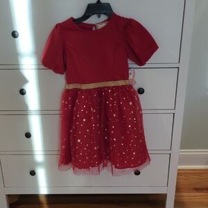 Red Dress with Gold Star Accents